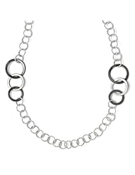 14k White gold Leslies Black Polished & Textured Necklace