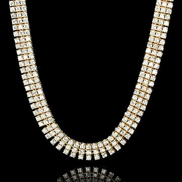 Men\'s 14K HIP HOP Yellow Gold Plated 3 Row CZ 30\