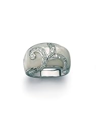 Sterling Silver Mother-of-Pearl and Cubic-Zirconia Ring