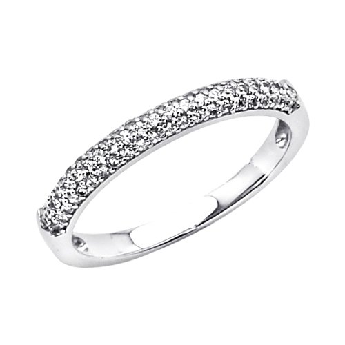 14K White Gold Round Cluster CZ Cubic Zirconia Wedding Band Ring