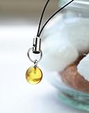 久慈琥珀　琥珀ストラップ 球体/ライトコニャック(イエロー)