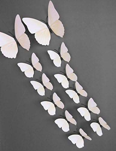 LayaStore 12 PCS 3D White Butterfly Stickers Making Stickers Wall Stickers Crafts Butterflies(Model:431,Package Quantity:1)