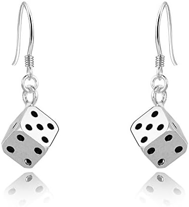 XFH New Women's Fashion Dice Stylish Pendant 925 Sterling Silver Plated Drop Earrings
