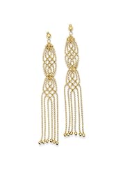 Beaded Fringe Chandelier Post Earrings in 14 Karat Yellow Gold