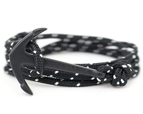 Virginstone black anchor bracelets on colorful nylon ro…