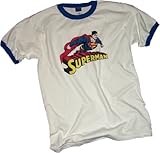 IMAGE OF Superman Flying Over Logo Adult Ringer T-Shirt, XX-Large