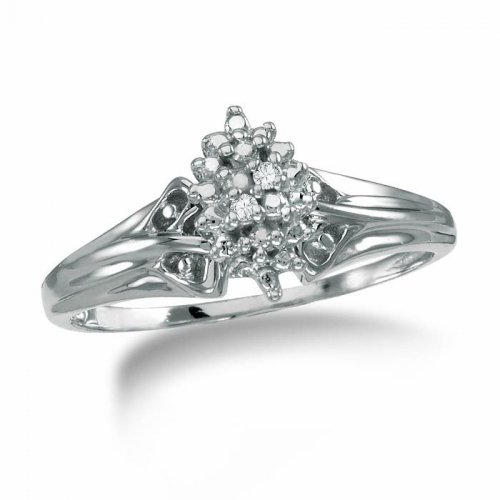 10K White Gold Diamond Fashion Ring, 1/10 ctw.