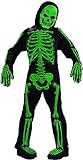 Color Bones Green Skeleton Halloween Costume Glows in Black Light with 3-D Bones, Mask, Gloves, Boot Tops 6-Piece Costume Size L Large 12-14 Teen