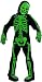 Color Bones Green Skeleton Halloween Costume Glows in Black Light with 3-D Bones, Mask, Gloves, Boot Tops 6-Piece Costume Size L Large 12-14 Teen