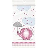 Pink Elephant Baby Shower Plastic Tablecloth, 84" x 54"