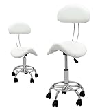 Hydraulic Stool Adjustable Height Chair w / Back BEAUTY Salon Massage White