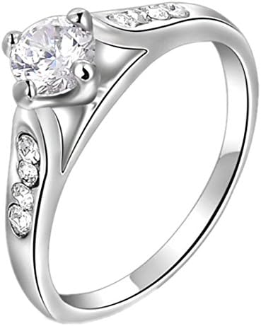 Jzoeoeu Selling European And American Jewelry Wholesale Jewelry Genuine Austrian Crystal Diamond Ring White Gold Four-Prong Oblique
