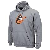 Baltimore Orioles Sweatshirt: Majestic Steel Heather Cooperstown Tek Patch Hooded Sweatshirt