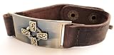 Celtic Cross Leather Bracelet, Adjustable