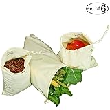 Simple Ecology Organic Cotton Muslin Produce Bag - Set of 6 (2 each of Lg., Med. & Sm.)
