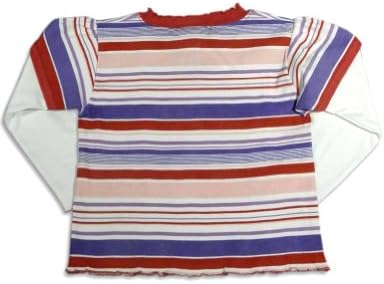 Artisans - Little Girls Long Sleeve Striped Top, Purple, Red 26474-2T
