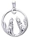Solid Sterling Silver Wolves Charm