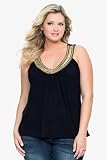 Torrid Plus Size Black Embellished Neckline Tank Top