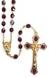 21" Gold Plated Rosary with 7mm Red Beads - MADE IN ITALY