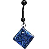 Handcrafted Blue Dichroic Celtic Knot Belly Ring
