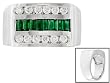 14K White Gold Man's Emerald and Diamond Ring