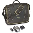 Targus BUS0159 Incognito Messenger Fits Up To 15.4-Inch Screen, Wireless Optical Stow and Go Mouse, and Hub Bundle (Black/Olive)