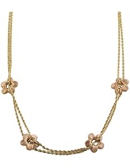 14 karat Two-tone Gold Satin Flower Rope Adjustable Necklace (18 to 20 Inch)