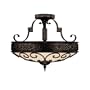 Capital Lighting 3615RI River Crest Collection 4-Light Semi-Flush, Rustic Iron Finish with Rust Scavo Glass