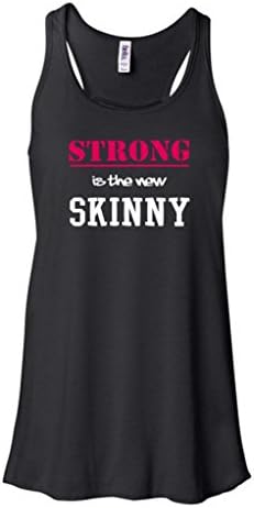 Strong is the New Skinny Fitness Racerback Black Tank Top with Saying Black Large