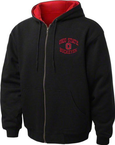 NCAA Men's Ohio State Buckeyes Craftsman Thermal Lined Hooded Workwear Jacket, Black/Red, X-Large