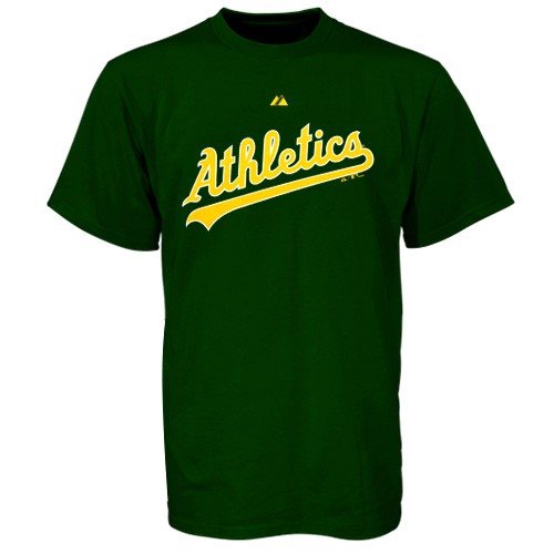 Oakland Athletics Official Wordmark Short Sleeve T-Shirt, Green (Medium)