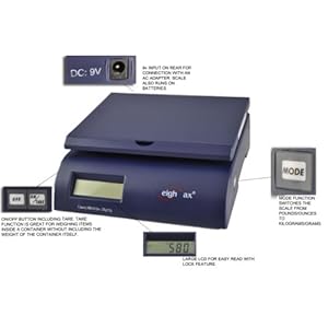 Weighmax 2822-50 lbs capacity, Postal Shipping Scale, Battery and AC Adapter Included, Blue