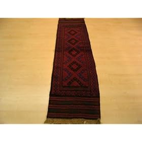 1'11 x 8'1 Burgundy Hand Knotted Wool Ziegler Runner Rug