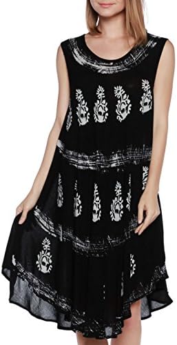 Resort Envy Women's Mix Print Tank Dress Black2 OS (11119)