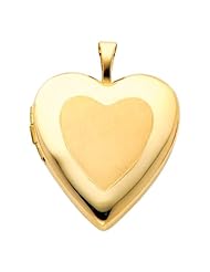 14K Yellow Gold Heart Locket Pendant (0.8" Inches or 20mm)