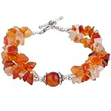 EXP Handmade Carnelian Agate & Silver Two-Strand Bracelet
