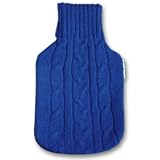 Reusable Soothera Thermal Gel Bead Heating / Cooling Water Bottle Cover Cable Knit - Royal Blue