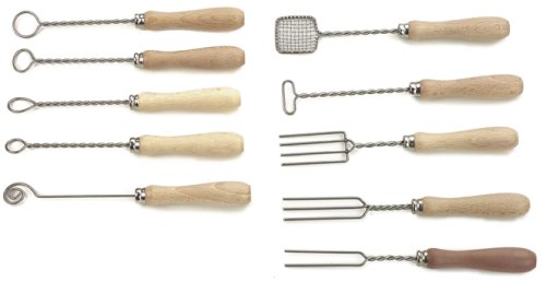 Paderno World Cuisine Set of 10 Inch Chocolate Dipping Forks Made of Nickel and Wood