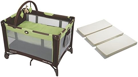 Graco Pack 'n Play On the Go Travel Playard, Go Green wth Smart Playard Mattress Topper