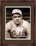 Babe Ruth, 1916, Boston Red Sox, Vintage Photo Print, 8x10 Sepia with Brown Wood Frame