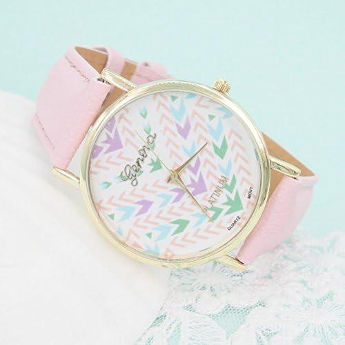 MP Geometric Pattern PU Strap Watch 050206 Color Pink W0526