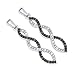 0.10 Carat (ctw) Sterling Silver Black & White Diamond Ladies Infinity Swirl Dangling Earrings 1/10 CT