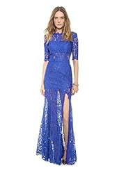 Sexy Sophisticated Elbow Length Sleeves Satin Sheer Slit Backless Lace Evening Dress/Maxi Dress 