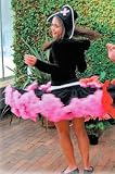 Made in USA-Boutique Ruffled Pettiskirt Twirling Skirt, Black/Pink, 2T - Adult