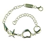 Silver Ladies 7 Pepper, Star, Heart and Fish Multi Shape Link Bracelet