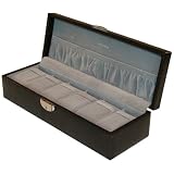 Watch Box Case For 6 Watches Leather Black