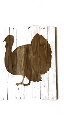 10 x 12 inch Handmade Rustic White Washed Thanksgiving Turkey Silhouette on Genuinely Aged Reclaimed Barn Wood
