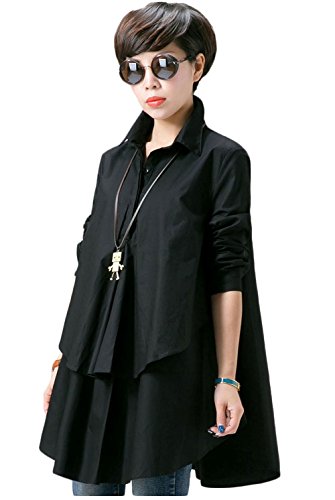 Cick Cick-JP レディース ファッション コート トレンチ 上質 きちんと感 超美形 Aライン 大定番 コットン トップス 大きいサイズ 秋冬に大活躍 M/L/XL ブラック