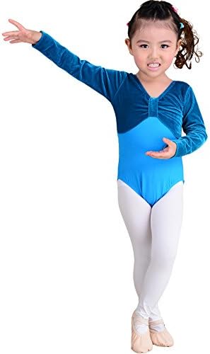 Girls Kids Ballet Dance Leotard Gymnastics Leotard Long Sleeve,good for ballet dance or gymnastic class (Blue, Age4-5 height 100-110cm)