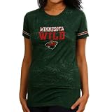 NCAA Minnesota Wild Ladies Stardust Burnout Sleep T-Shirt - Green (Medium)